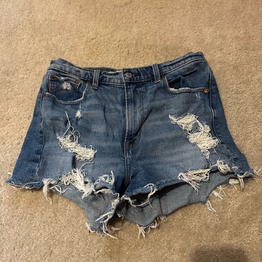 Abercrombie & Fitch Blue Distressed Jean Shorts